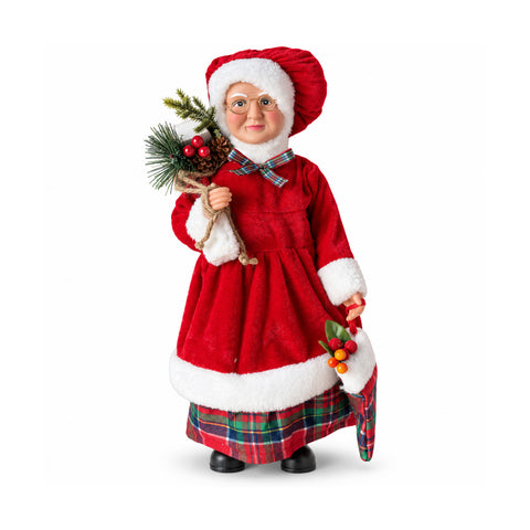 saint joy statuina natalizia babbo natale e mamma natale h45cm decorazione per casa negozio e vetrine 3 varianti assortite con rametti di pino e pigne ean 8056819081725