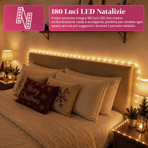 saint joy tubo luminoso led 10 m con 180 led bianco caldo e 8 giochi di luce ean 8050043128553
