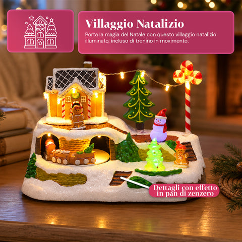 saint joy villaggio natalizio luminoso candy town con trenino in movimento e 8 melodie casetta pan di zenzero led decorazione natale 235 cm ean 8050043127686