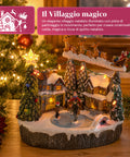 saint joy villaggio natalizio luminoso snowtime con pista di pattinaggio animata luci led e musica slitta di babbo natale polyresin 215x158x225 cm ean 8050043127723