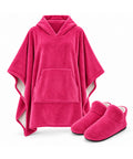avilia home coperta indossabile donna in spugna con cappuccio tasca a marsupio e ciabatte coordinate taglia unica in fucsia verde acqua o grigio ean 8056819082289