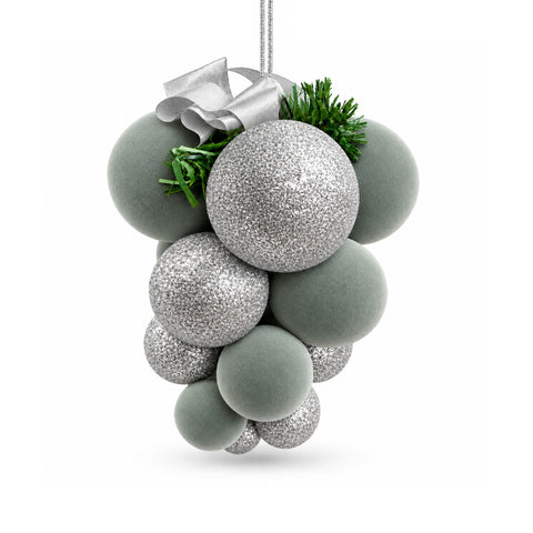 saint joy grappolo palline natale da appendere con 17 palline da 4 a 7 cm fiocco e gancio in filo in rosso oro o argento ean 8056819082258