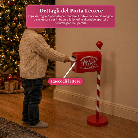 saint joy northpost portalettere natalizio da terra in metallo rosso palo a righe sportello apribile per raccogliere le letterine di natale ean 8050043127808