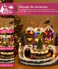 saint joy villaggio natalizio luminoso xmas town a batteria con luci led musica albero rotante trenino in movimento e slitta di babbo natale 27x25x34 cm ean 8050043127693