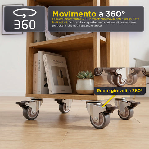 daima set 4 ruote universali piroettanti da 50 mm ruote girevoli a 360 in gomma e acciaio portata 200 kg kit completo con viti e cacciavite ean 8056590070529