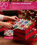 saint joy organizer per 64 palline di natale in tessuto oxford e tnt con coperchio e manici ean 8050043127556