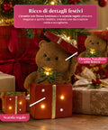 saint joy orsetto natalizio in poliresina con pacco regalo 2 varianti luci led puntuali alimentazione a batterie finiture curate base stabile ean 8050043127846