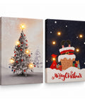 saint joy quadri natalizi con luci led in set da 2 30x40 cm babbo natale renne gnomo e alberi che si illuminano a batteria con interruttore ean 8056819082395