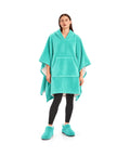 avilia home coperta indossabile donna in spugna con cappuccio tasca a marsupio e ciabatte coordinate taglia unica in fucsia verde acqua o grigio ean 8056819082289