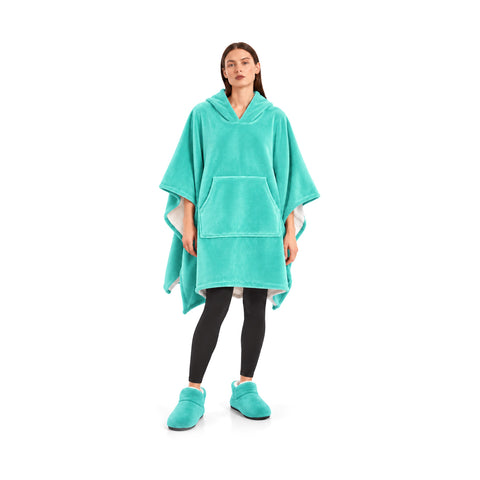 avilia home coperta indossabile donna in spugna con cappuccio tasca a marsupio e ciabatte coordinate taglia unica in fucsia verde acqua o grigio ean 8056819082289