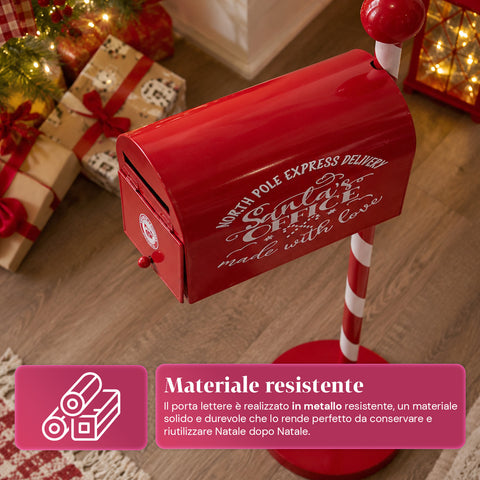 saint joy northpost portalettere natalizio da terra in metallo rosso palo a righe sportello apribile per raccogliere le letterine di natale ean 8050043127808