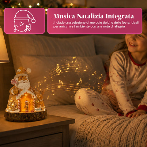 saint joy santa ginger decorazione natalizia babbo natale pan di zenzero santa ginger con luci led musica e porta apribile casetta luminosa in resina 206 cm ean 8050043127631