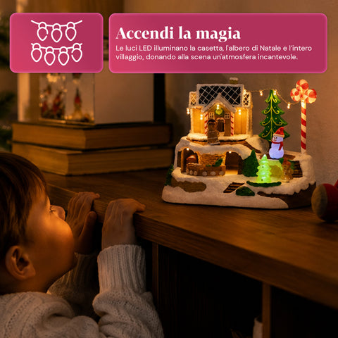 saint joy villaggio natalizio luminoso candy town con trenino in movimento e 8 melodie casetta pan di zenzero led decorazione natale 235 cm ean 8050043127686
