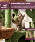 puppy lovers albero tiragraffi per gatti a forma di cactus 1065 cm torre tiragraffi in sisal naturale con casetta cuccia a cestino e pallina gioco design moderno verde e marrone ean 8054806950849