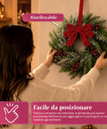 saint joy ghirlanda natalizia a38 cm con fiocco rosso e bacche effetto neve ean 8050043128546