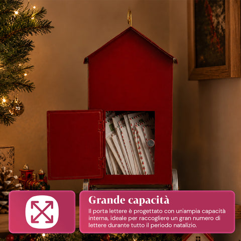 saint joy jinglerail trenino natalizio porta lettere in metallo sportello posteriore capienza ampia dimensioni 28x16x36 cm ean 8050043127792