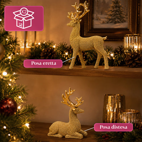 saint joy renne natalizie dorate set 2 pezzi in resina distesa ed eretta ean 8050043127983