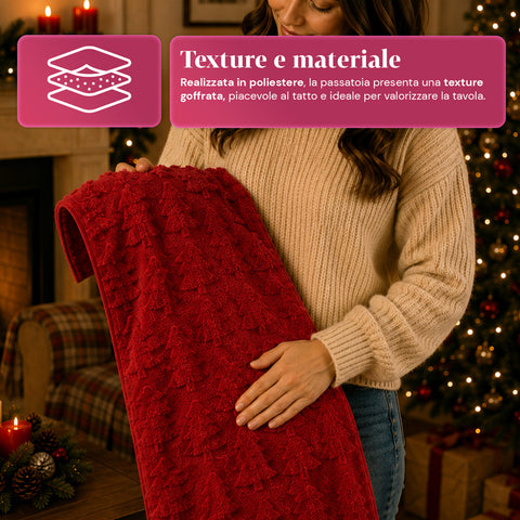 saint joy runner natalizio 33x180 cm con alberi in rilievo rosso o verde ean 8050043128317