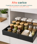 avilia home ripiano estraibile ed espandibile nero 3252 cm in metallo organizzatore scorrevole per mobili e dispensa ean 8052879010811