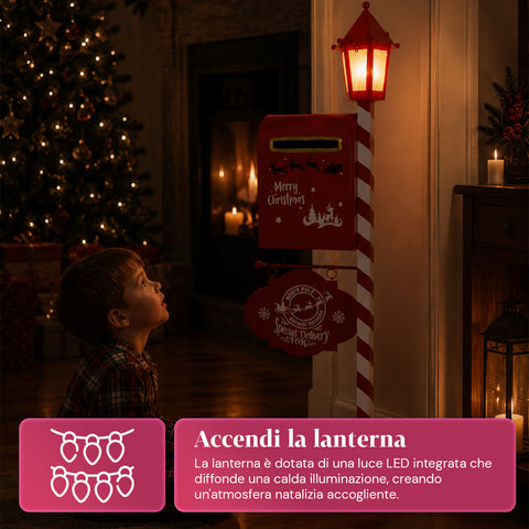 saint joy deerpost cassetta portalettere natalizia con lanterna led e sportello posteriore decorazione in metallo con cartello appeso alta 925 cm ean 8050043127815