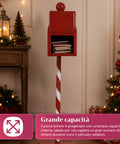 saint joy northpost portalettere natalizio da terra in metallo rosso palo a righe sportello apribile per raccogliere le letterine di natale ean 8050043127808