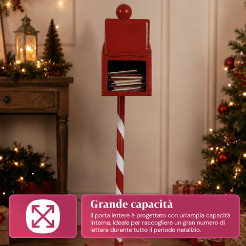 saint joy northpost portalettere natalizio da terra in metallo rosso palo a righe sportello apribile per raccogliere le letterine di natale ean 8050043127808