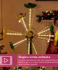 saint joy ruota panoramica natalizia skywheel con luci led melodie e doppia rotazione villaggio con biglietteria e personaggi 477 cm ean 8050043127754