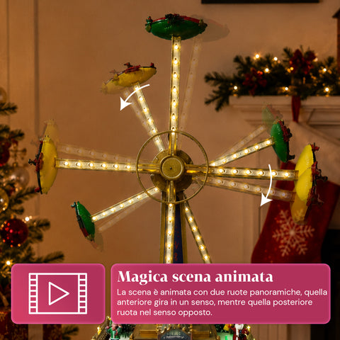 saint joy ruota panoramica natalizia skywheel con luci led melodie e doppia rotazione villaggio con biglietteria e personaggi 477 cm ean 8050043127754