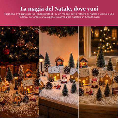 saint joy villaggio natalizio 30 pezzi in resina con casette luminose e neve ean 8050043127969
