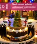 saint joy villaggio natalizio luminoso xmas town a batteria con luci led musica albero rotante trenino in movimento e slitta di babbo natale 27x25x34 cm ean 8050043127693