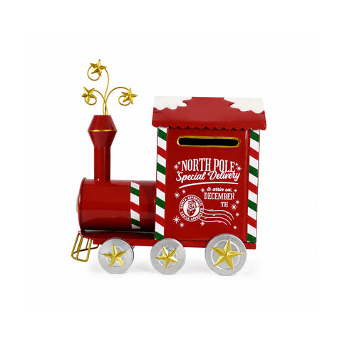 saint joy jinglerail trenino natalizio porta lettere in metallo sportello posteriore capienza ampia dimensioni 28x16x36 cm ean 8050043127792