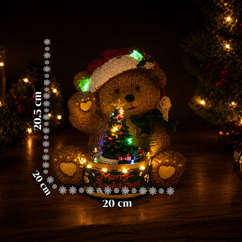 saint joy orsetto di natale luminoso con trenino rotante e carillon teddy xmas bear station decorazione natalizia led in poliresina 205 cm ean 8050043127662