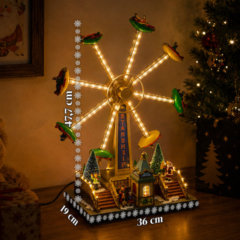 saint joy ruota panoramica natalizia skywheel con luci led melodie e doppia rotazione villaggio con biglietteria e personaggi 477 cm ean 8050043127754