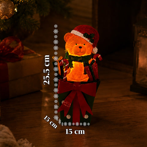 saint joy teddy beargift orsetto natalizio luminoso in scatola regalo luce led calda dimensioni 15x15x255 cm alimentazione a batterie ean 8050043127839