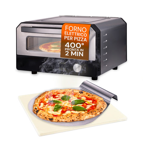 Forno elétrico para pizza com pedra refratária e pá de aço 33x26cm