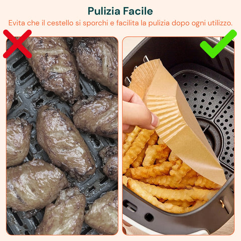 avilia home set 100 pz carta forno per friggitrice ad aria impermeabile e resistente al calore ean 8056819053265