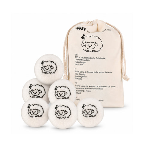 Conjunto de 6 bolas de lã reutilizáveis para máquina de secar - diâmetro 7 cm