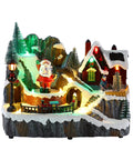 saint joy litville villaggio di natale illuminato led con trenino in movimento e babbo natale rotante 8 melodie natalizie 23x15x18 cm a batteria ean 8050043127709