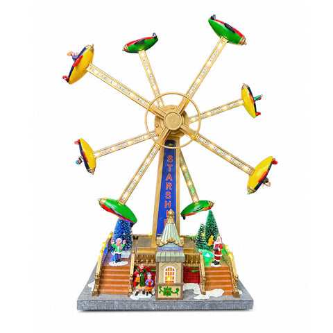 saint joy ruota panoramica natalizia skywheel con luci led melodie e doppia rotazione villaggio con biglietteria e personaggi 477 cm ean 8050043127754