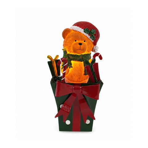 saint joy teddy beargift orsetto natalizio luminoso in scatola regalo luce led calda dimensioni 15x15x255 cm alimentazione a batterie ean 8050043127839