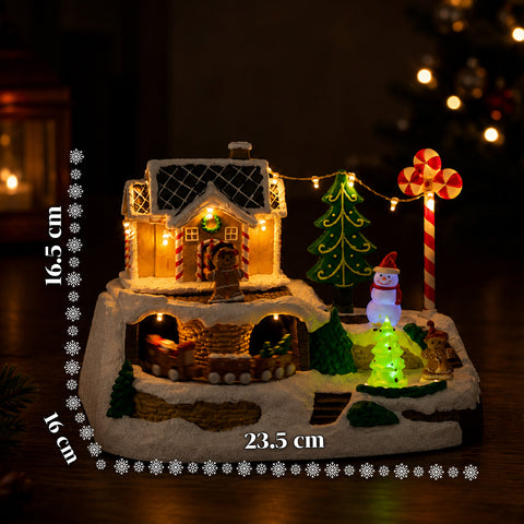 saint joy villaggio natalizio luminoso candy town con trenino in movimento e 8 melodie casetta pan di zenzero led decorazione natale 235 cm ean 8050043127686