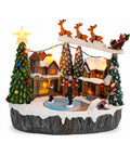 saint joy villaggio natalizio luminoso snowtime con pista di pattinaggio animata luci led e musica slitta di babbo natale polyresin 215x158x225 cm ean 8050043127723