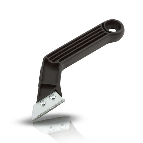 Raspador para juntas com cabeça angular e pega ergonómica