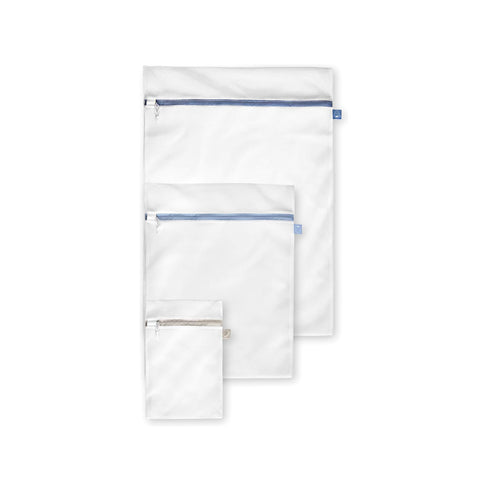 Conjunto de sacos de lavagem em nylon, 3 tamanhos, reutilizáveis, para máquina de lavar e secar