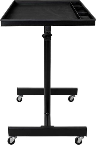 Mesa auxiliar em aço com rodas e altura regulável até 123,5 cm