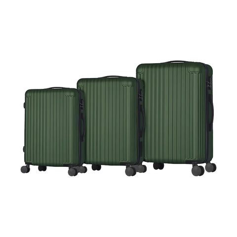 Conjunto de 3 malas trolley com pega telescópica e rodas 56/66/76cm verdes