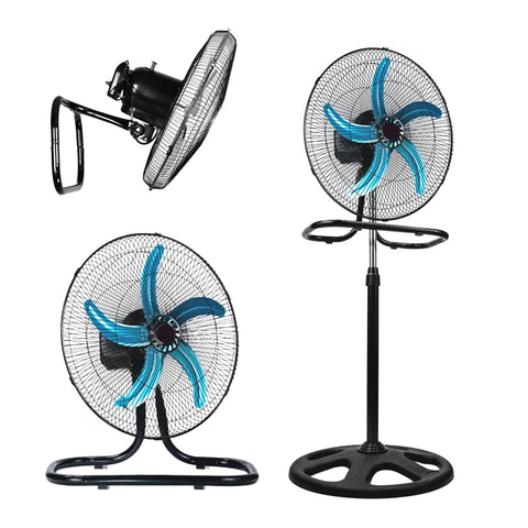 Ventoinha 3 em 1 de 50W para parede, mesa e chão, com pás metálicas de 50 cm