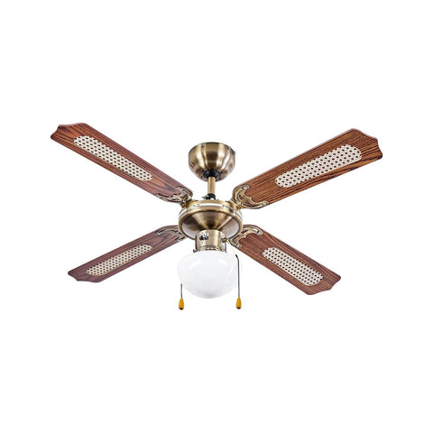 Ventoinha de teto de 60w com 4 pás de madeira, 3 velocidades e luzes integradas