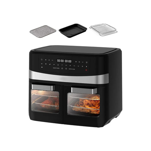 Fritadeira forno de ar quente, 12l, com 2 portas, 12 programas e 6 acessórios