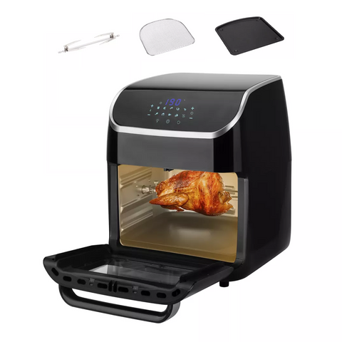 Fritadeira a ar - 12 litros com 3 acessórios incluídos (espeto rotativo, tabuleiro e bandeja recolhe-migalhas)